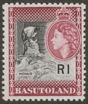 Basutoland 1963 QEII 1r Black and Maroon SG79