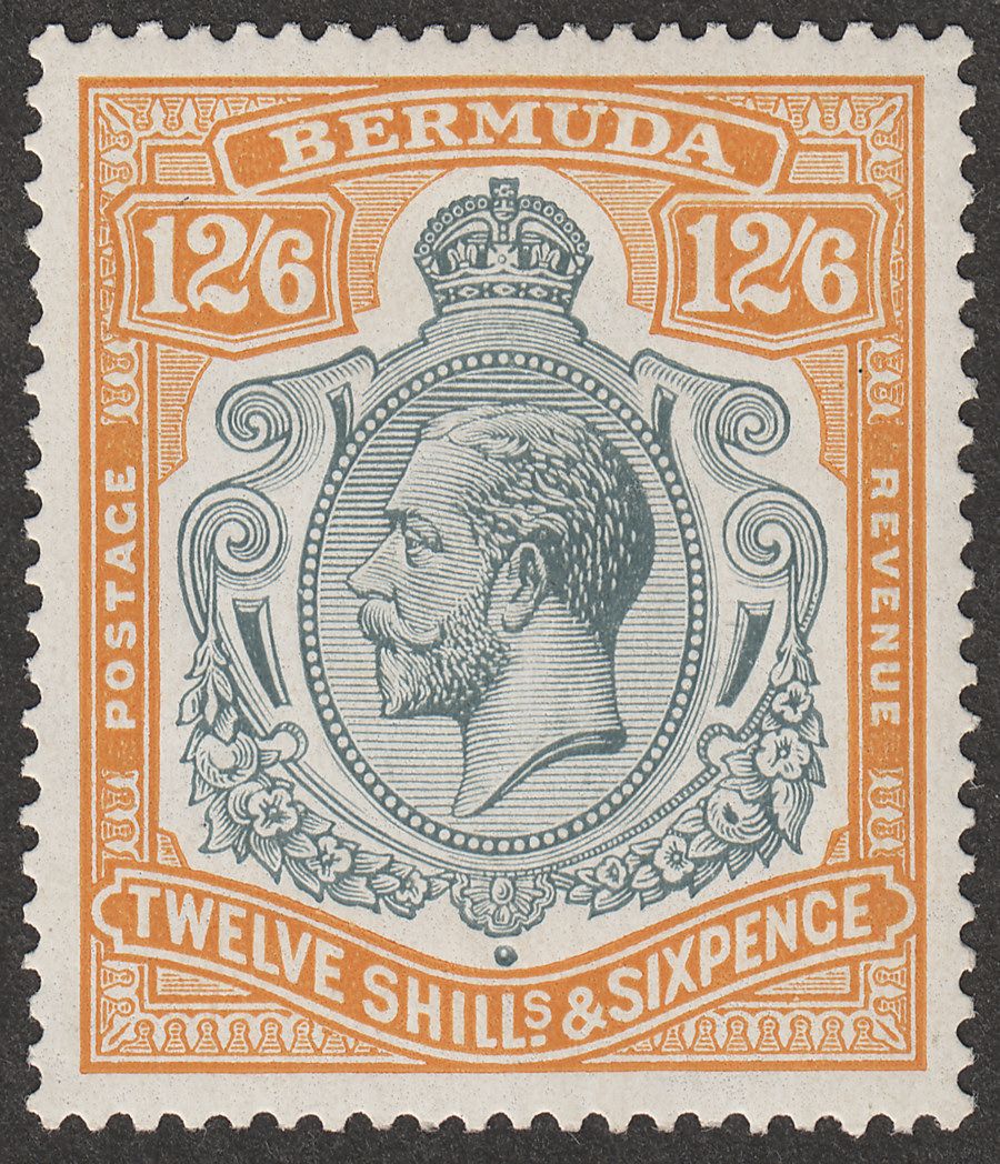Bermuda 1932 KGV 12sh6d Grey and Orange Mint SG93