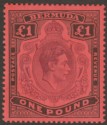 Bermuda 1937 KGVI £1 Purple and Black on Red p14 Mint SG121