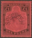 Bermuda 1937 KGVI £1 Purple and Black on Red p14 SPECIMEN SG121s