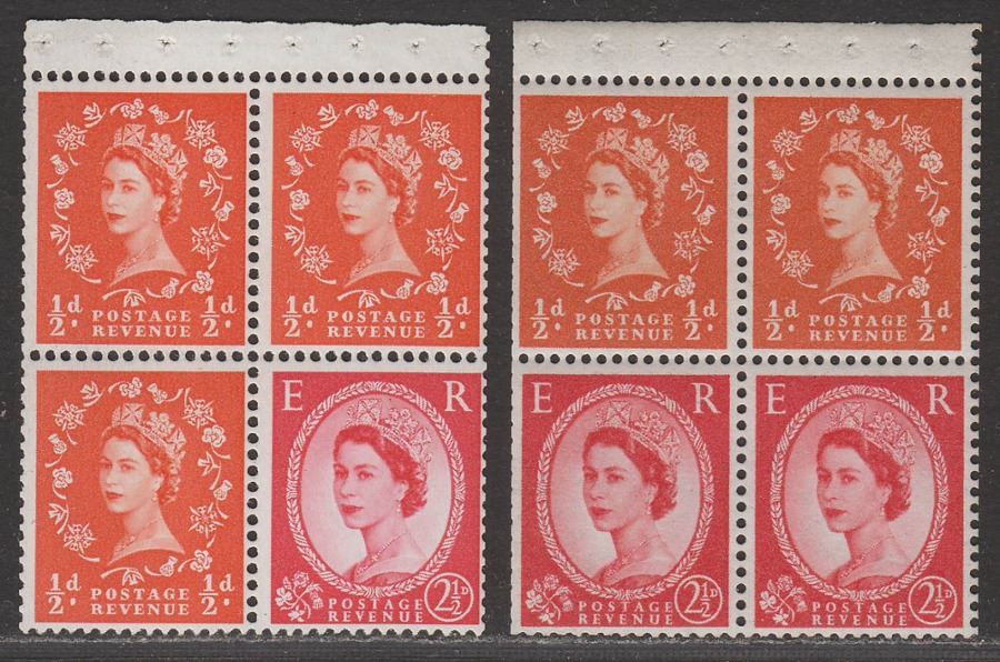 Queen Elizabeth II 1958-64 Booklet Pane Blocks to 2½d Mint SG570m SG570n