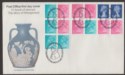 Click for more photos and details Queen Elizabeth II 1972 Wedgewood Machin Stamp Booklet First Day Cover ½d SB VF