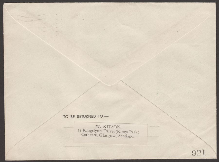 KGV 1936 2½d Used on BA England to Scandinavia Airmail Service Cover