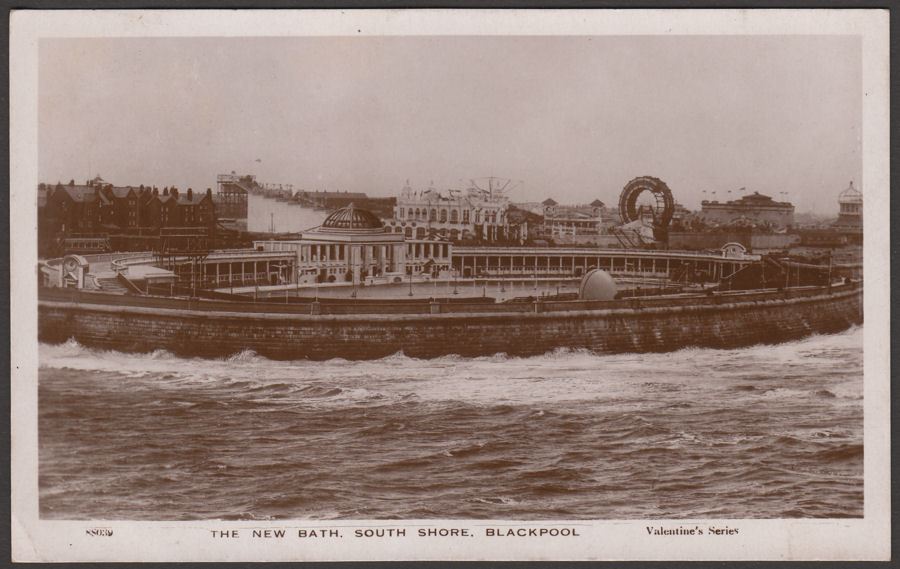 KGV 1924? 1d Blackpool Baths Picture Postcard British Empire Exhibition postmark