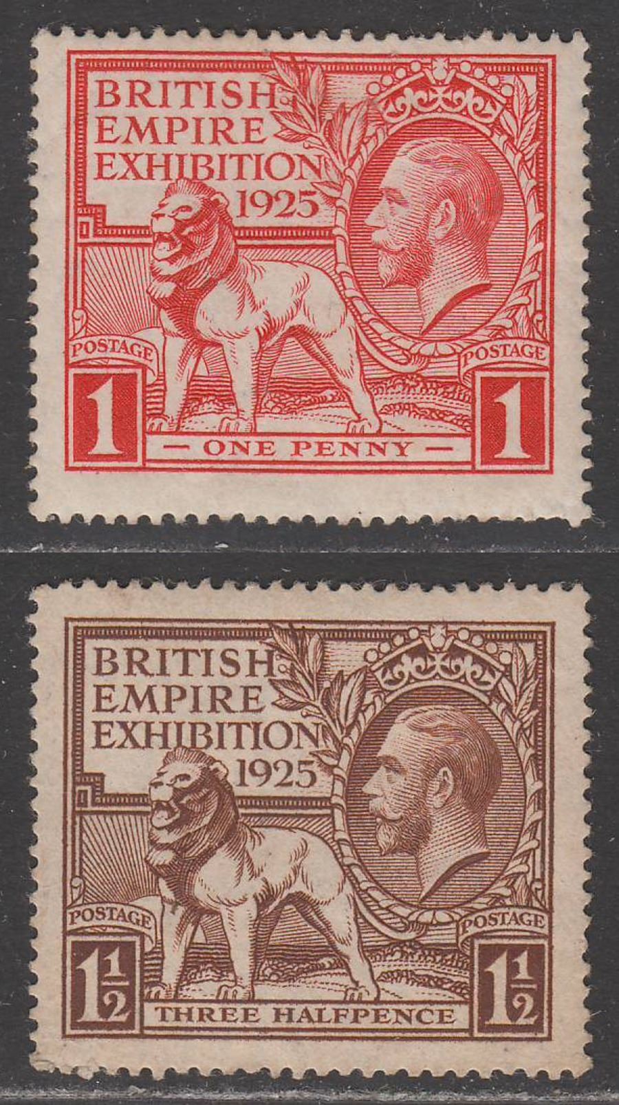 KGV 1925 British Empire Exhibition 1d, 1½d Mint SG432-433 cat £55