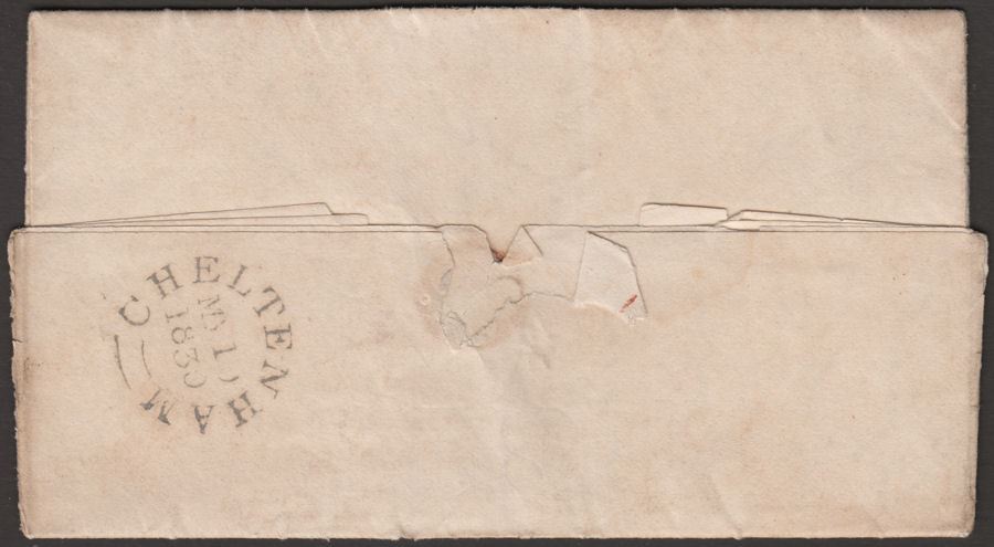 Great Britain 1830 Pre-Stamp Entire to Frogmill with Cheltenham Mark