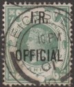 Click for more photos and details Queen Victoria 1889 IR Official Overprint 1sh Dull Green Used SG O15
