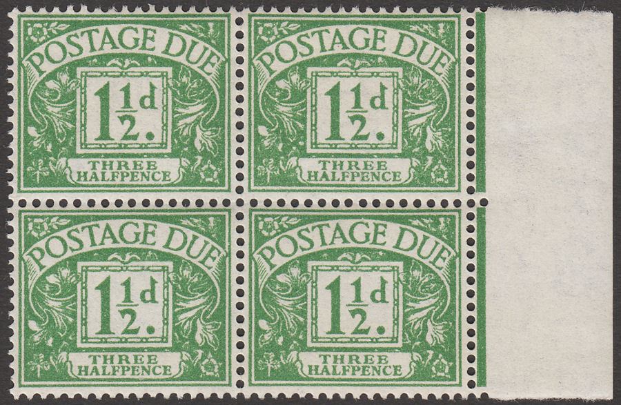 QEII 1956 Postage Due 1½d Green Block of 4 wmk sideways inverted Mint SG D48Wi