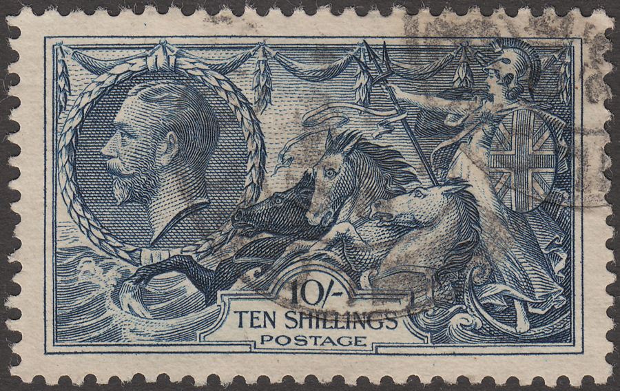 King George V 1934 Re-engraved Seahorse 10sh Indigo Used SG452 cat £80