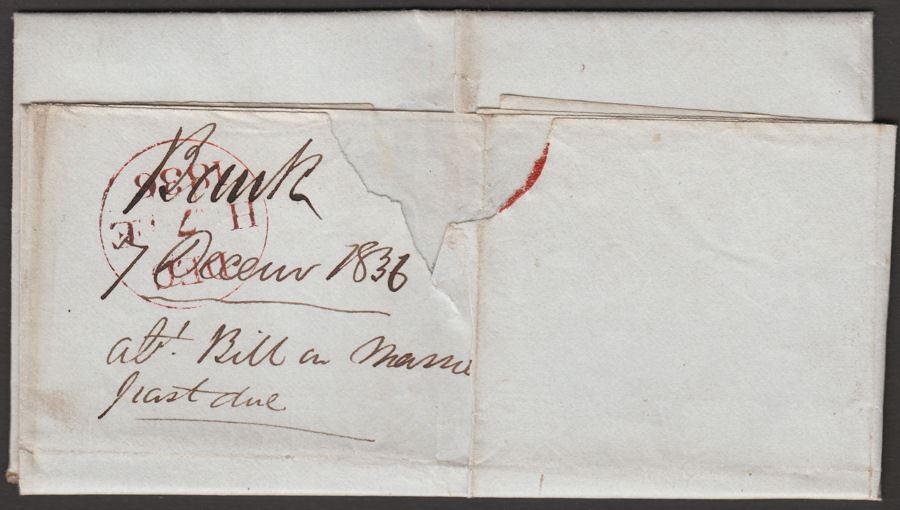 Great Britain 1836 Pre-Stamp Entire to Bank of Scotland, Fraserburgh Addl ½ Mark