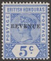 British Honduras 1899 QV Revenue 12mm Overprint 5c Ultramarine Mint SG66
