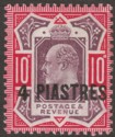 Click for more photos and details British Levant 1906 KEVII 4pi on 10d Dull Purple and Carmine Chalky Mint SG10b