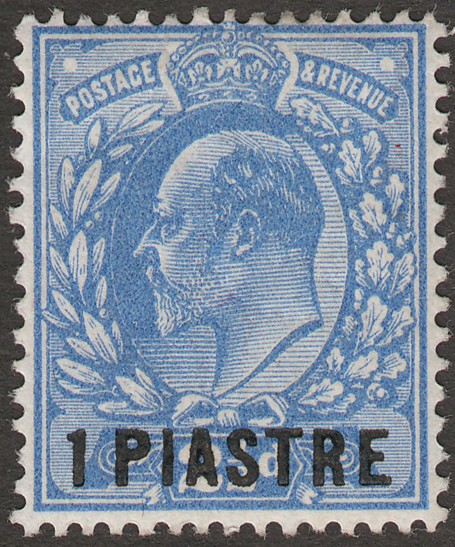 British Levant 1912 KEVII 1pi on 2½d Bright Blue type II Mint SG27