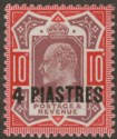 British Levant 1912 KEVII 4pi on 10d Dull Red Purple +  Aniline Pink Mint SG31a