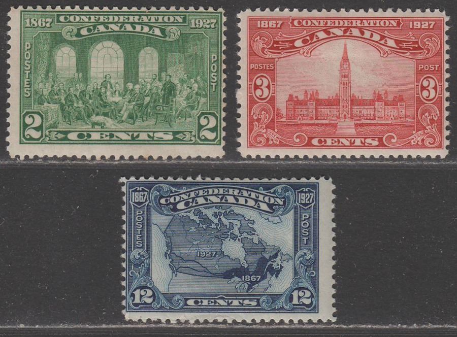Canada 1927 KGV 60th Anniv of Confederation Commem 2c, 3c, 12c Mint