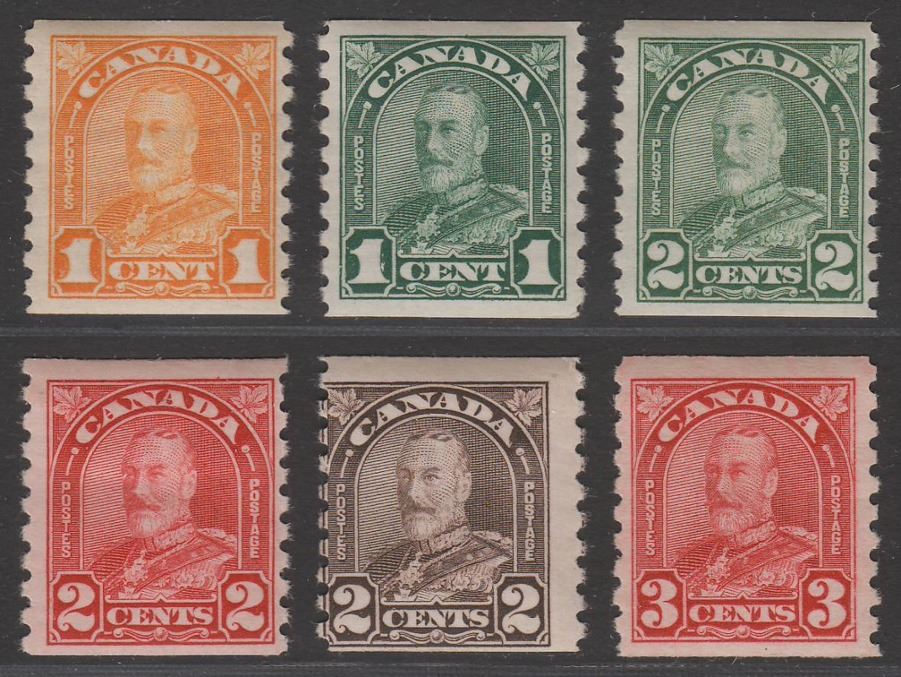 Canada 1930-31 King George V Coil Set Imperf x 8½ Mint SG304-309 cat £45