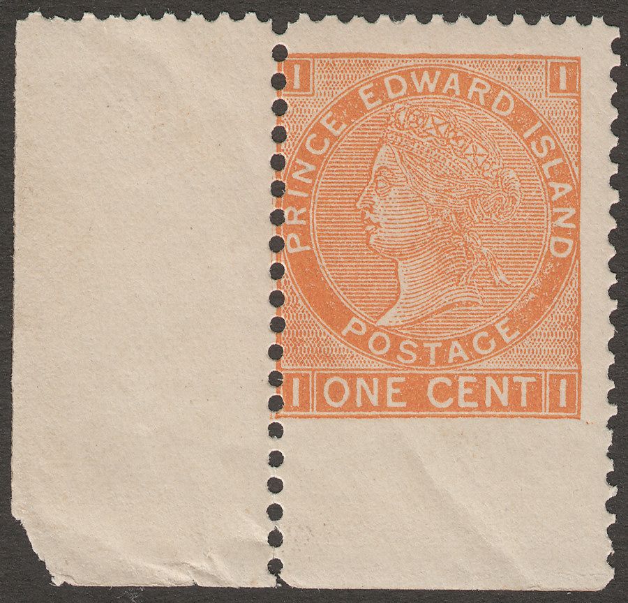 Prince Edward Island 1872 QV 1c Orange Imperf to Bottom Margin Mint SG34 var