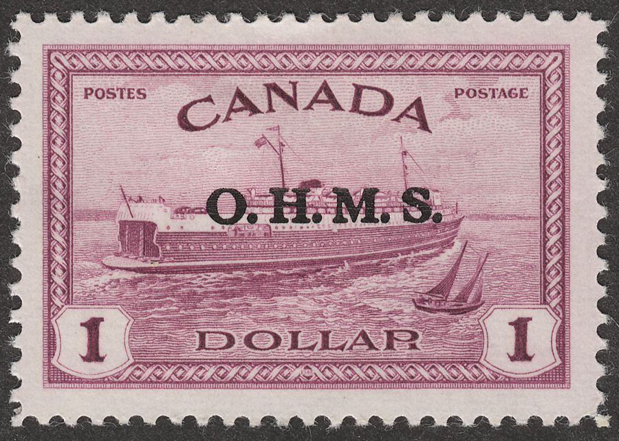 Canada 1949 KGVI OHMS Overprint $1 Purple Mint SG O170