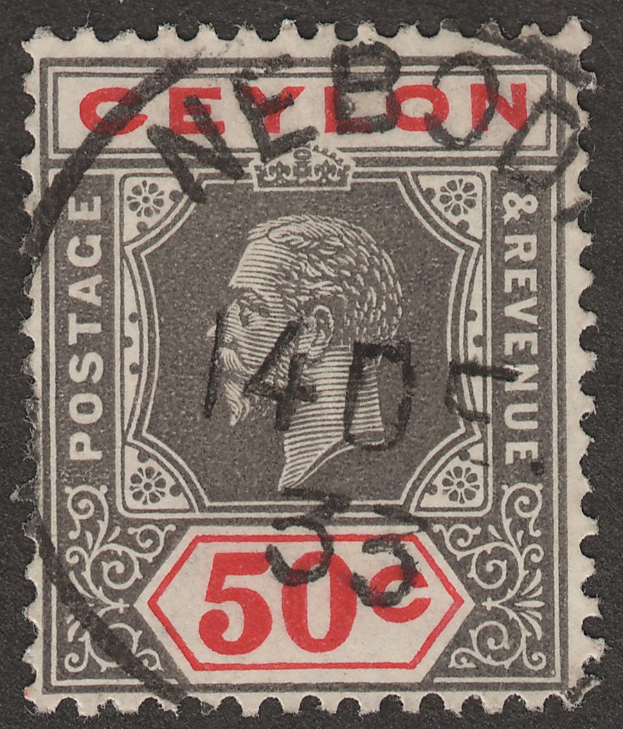 Ceylon 1932 KGV 50c Die I wmk Script CA Used SG353b