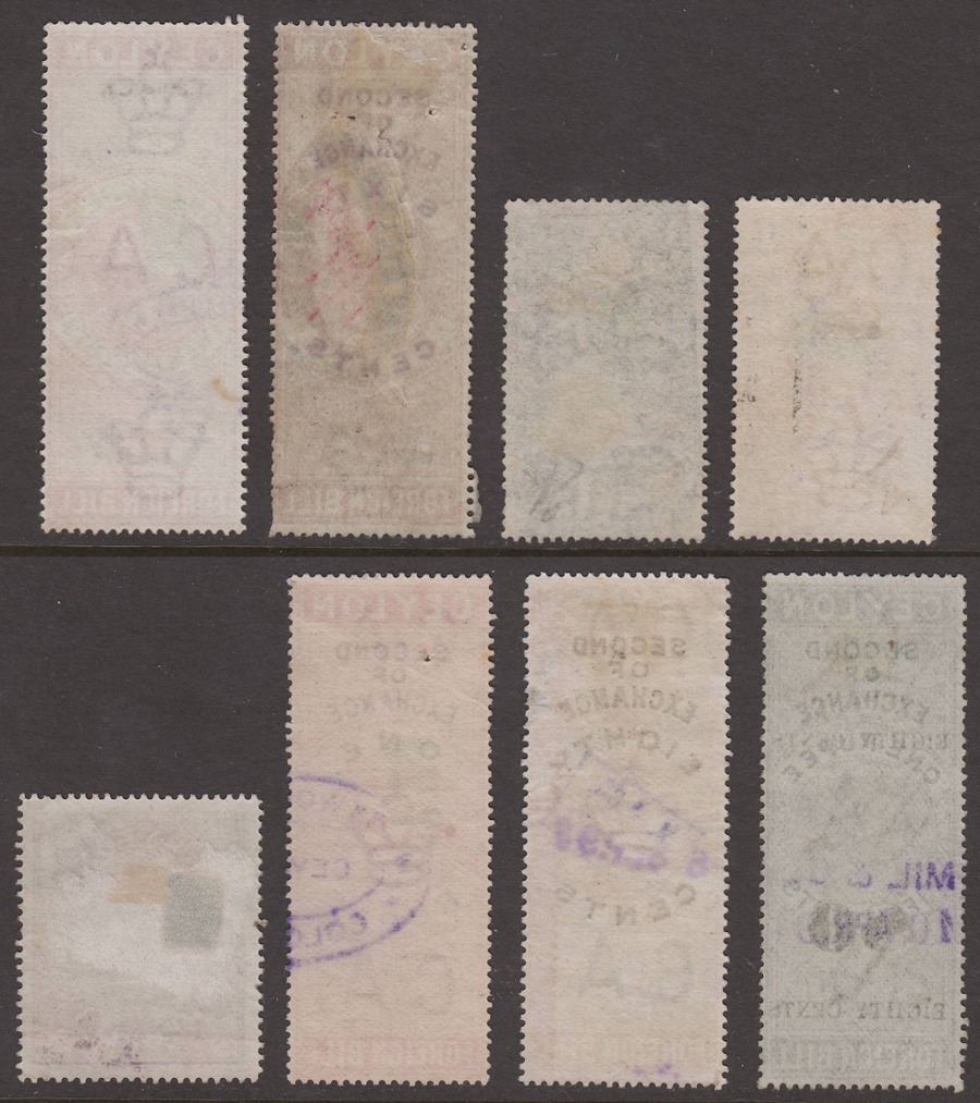 Ceylon QV-KEVII Revenue Stamp Duty / Foreign Bill Selection to 3r Used