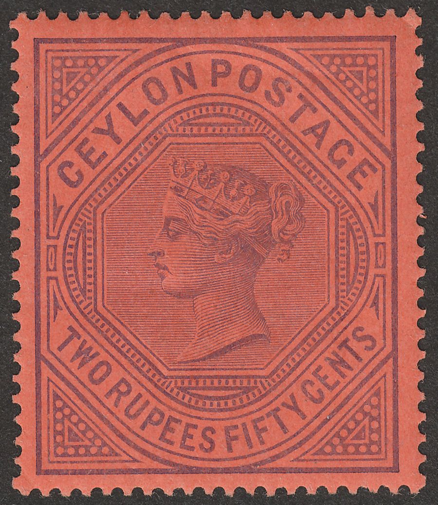 Ceylon 1899 QV 2r50 Purple on Red Mint SG249