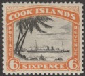 Cook Islands 1932 KGV 6d Black and Orange perf 13 Mint SG104
