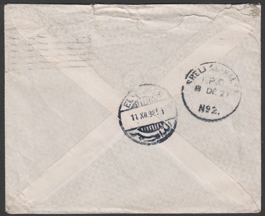 GB 1927 KGV 1½d Used on Cover to Sudan w SHELLEL-HALFA TPO + EL DAMER Postmarks