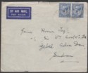 Click for more photos and details GB KGV 1934 2½d Pair Used on Airmail Cover to Jebel Aulia Dam, Sudan