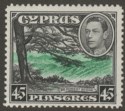 Cyprus 1938 KGVI Forest Scene 45pi Green and Black Mint SG161