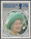 Click for more photos and details Falkland Islands Dependencies 1985 Queen Mother 27p Wmk Inverted Mint SG131w