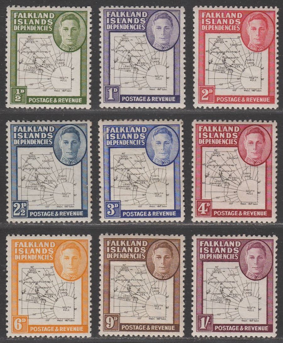 Falkland Islands Dependencies 1948 KGVI Thin Map Set Mint SG G9-G16