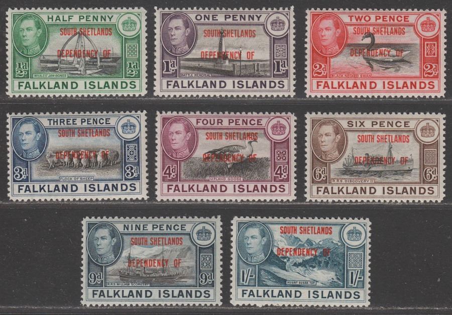 Falkland Islands Dependencies 1944 KGVI Sth Shetlands Overprint Set Mint SG D1-8