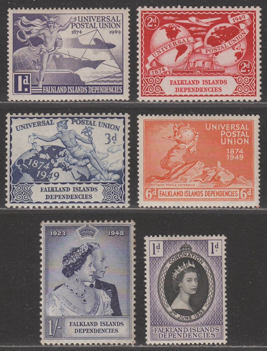 Falkland Islands Dependencies 1948-53 KGVI-QEII Selection Mint inc UPU