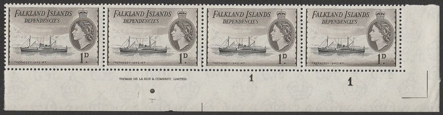Falkland Islands Dependencies 1962 1d De La Rue Imprint Strip Mint SG G27b