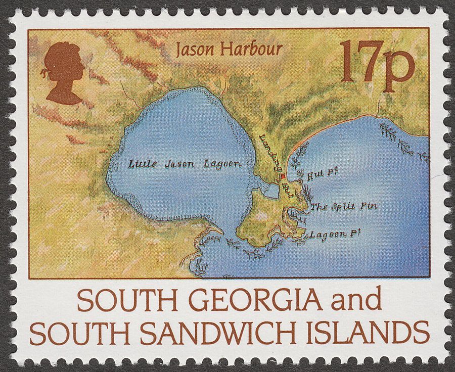 South Georgia + South Sandwich Islands 1994 Larsen 17p watermark Inverted SG251w