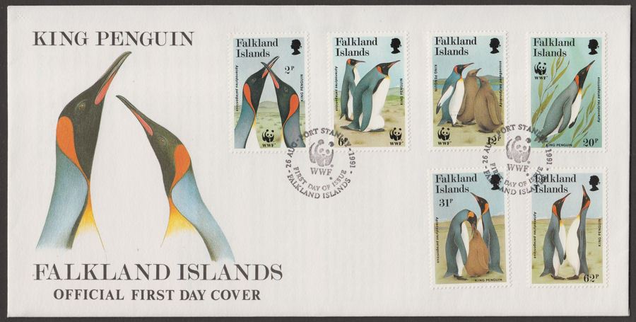 Falkland Islands 1991 QEII Penguins Official First Day Cover Used