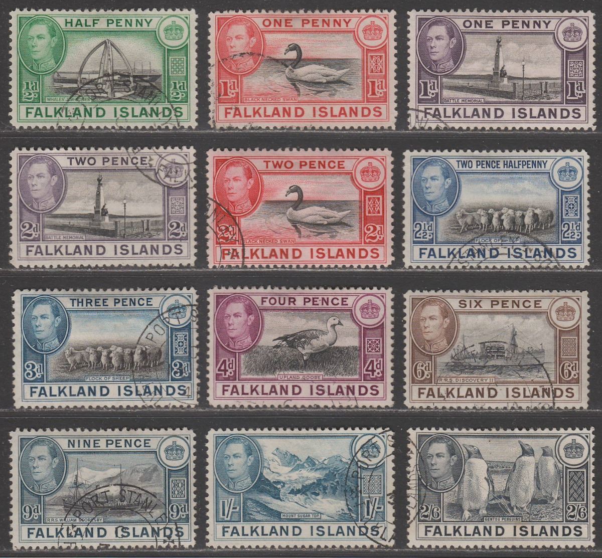 Falkland Islands 1938-50 KGVI Part Set to 2sh6d Used