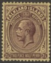 Click for more photos and details Falkland Islands 1923 KGV 2½d Deep Purple on Pale Yellow Mint SG77