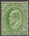 Click for more photos and details Falkland Islands 1911 KEVII ½d Deep Yellow-Green Thin Paper Mint SG43c