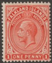 Click for more photos and details Falkland Islands 1927 KGV 1d Orange-Vermilion Mint SG74b