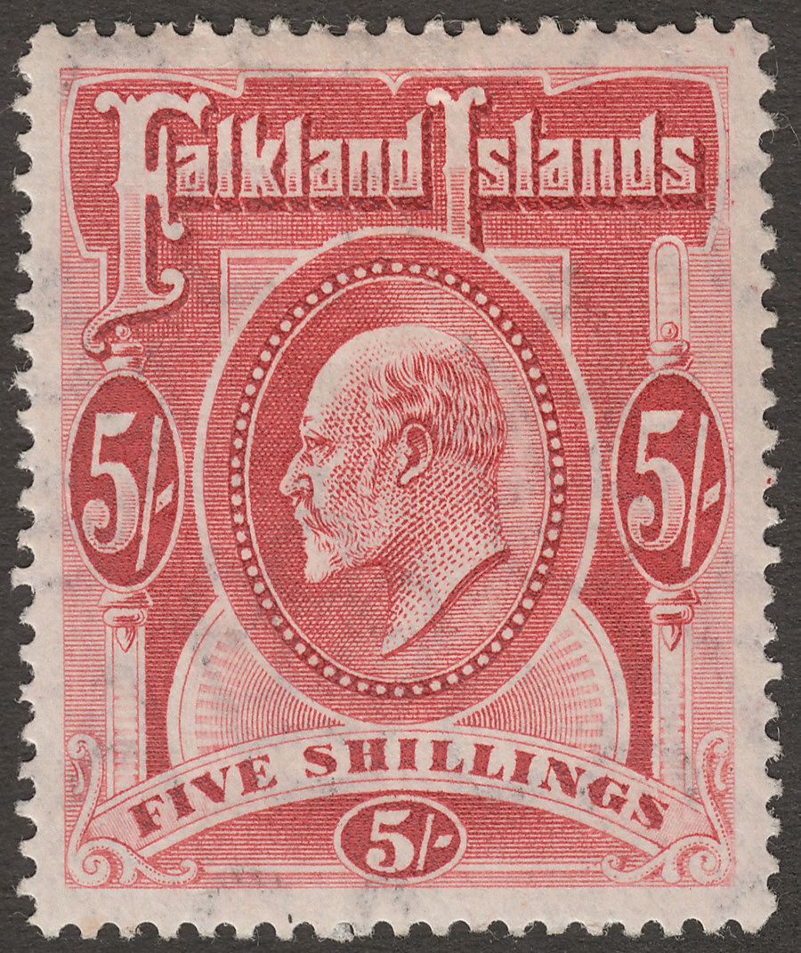 Falkland Islands 1904 KEVII 5sh Red Mint SG50
