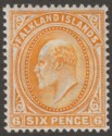 Falkland Islands 1904 KEVII 6d Orange Mint SG47