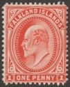Click for more photos and details Falkland Islands 1911 KEVII 1d Orange-Vermilion Thin Paper Mint SG44e