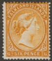Click for more photos and details Falkland Islands 1891 QV 6d Orange-Yellow wmk Reversed Mint SG33x