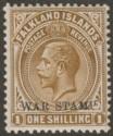 Click for more photos and details Falkland Islands 1920 KGV War Tax 1sh Deep Brown Mint SG72b