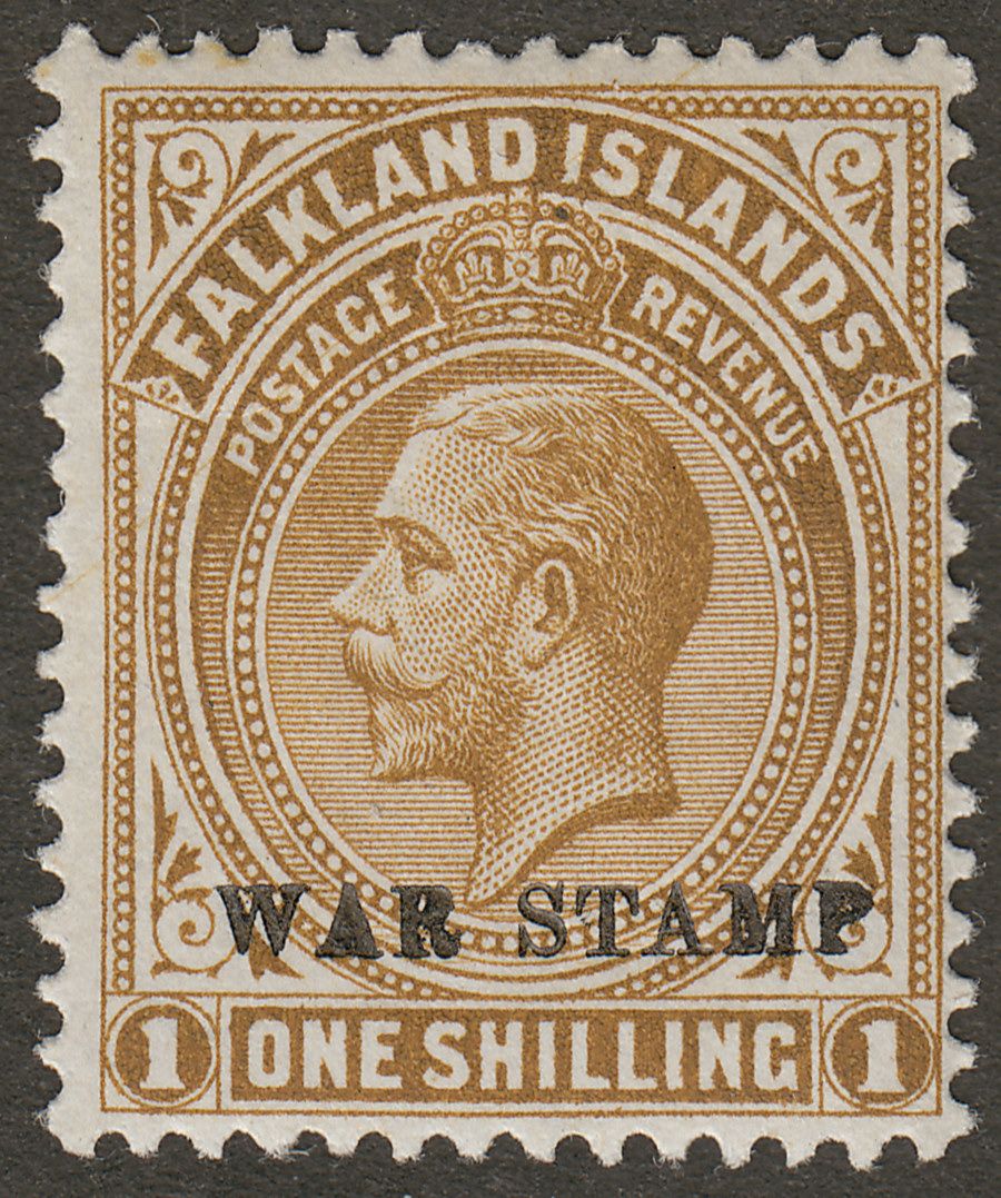 Falkland Islands 1920 KGV War Tax 1sh Pale Brown Mint SG72b