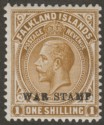 Click for more photos and details Falkland Islands 1920 KGV War Tax 1sh Pale Brown Mint SG72b