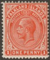 Click for more photos and details Falkland Islands 1914 KGV 1d Bright Orange-Vermilion Mint SG61a