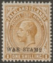 Click for more photos and details Falkland Islands 1919 KGV War Tax 1sh Pale Bistre-Brown Mint SG72a