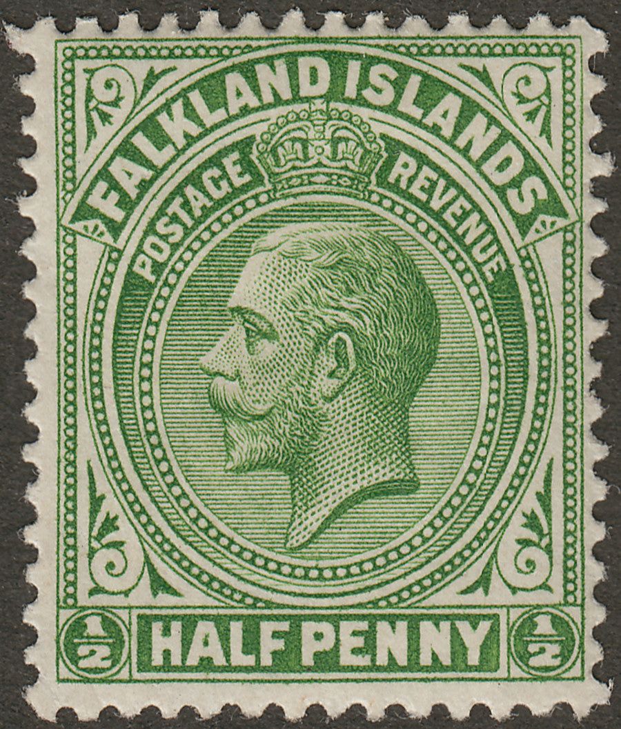 Falkland Islands 1920 KGV ½d Dull Yellowish Green Mint SG60d